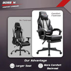 Chaise de jeu BOSSIN style racing, chaise de jeu grande taille supportant jusqu'à 136 kg (300 lbs), dossier haut, chaise d'ordinateur