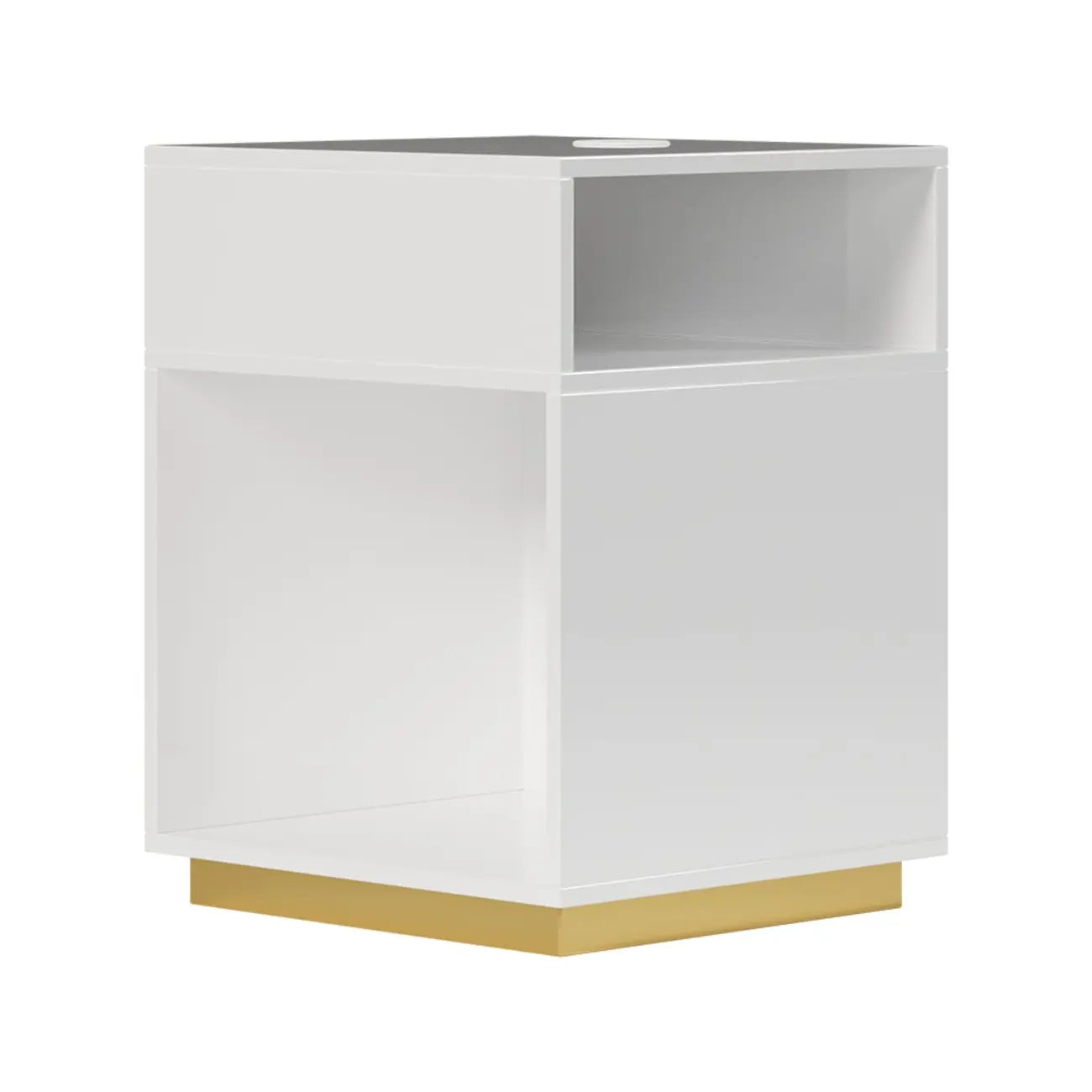 Table d'appoint cubique compacte en bois blanc avec étagère ouverte