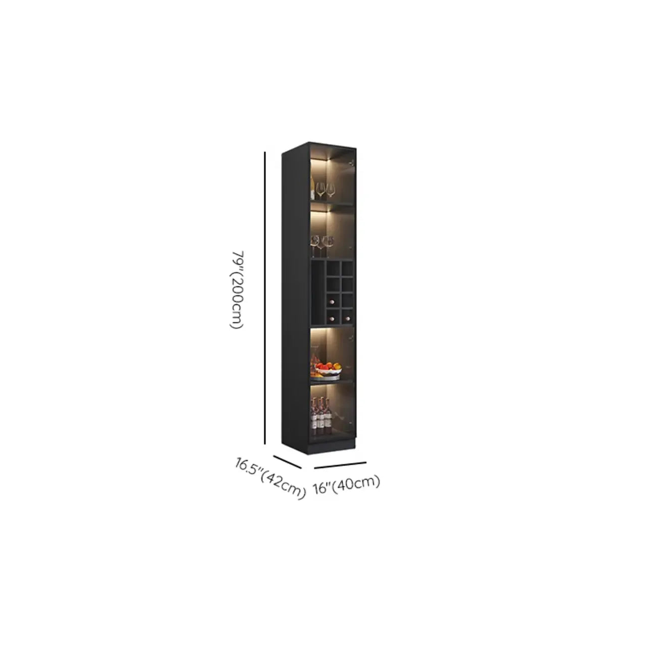 Armoire à vin minimaliste en bois noir avec porte vitrée