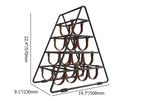 Porte-bouteilles triangulaire industriel en métal noir pour comptoir, 10 bouteilles