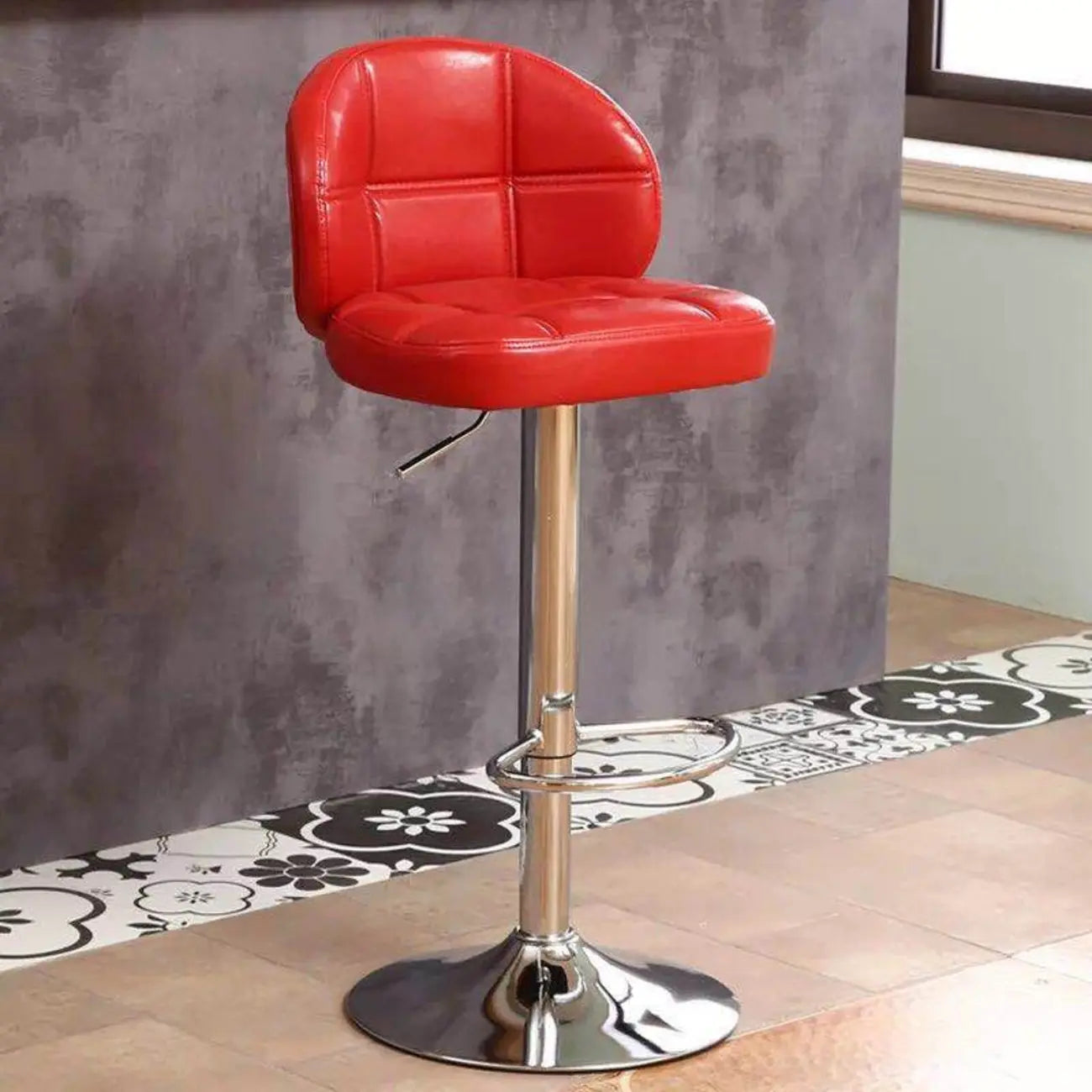 Tabouret de bar pivotant et réglable en cuir contemporain