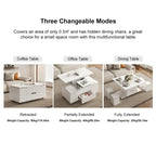 Table basse pliable à plateau relevable avec 4 tabourets et rangement