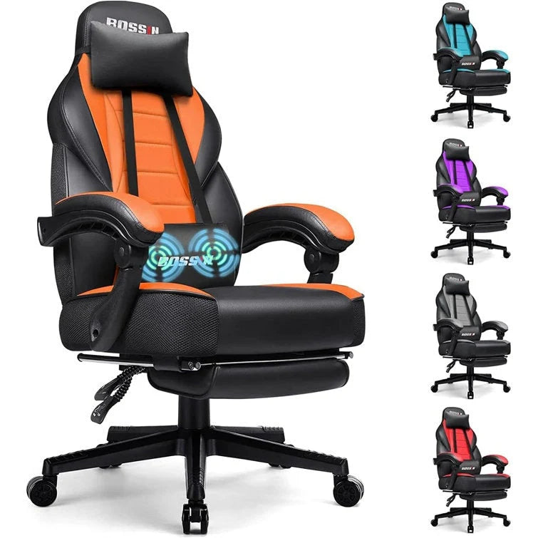 Chaise de jeu BOSSIN style racing, chaise de jeu grande taille supportant jusqu'à 136 kg (300 lbs), dossier haut, chaise d'ordinateur