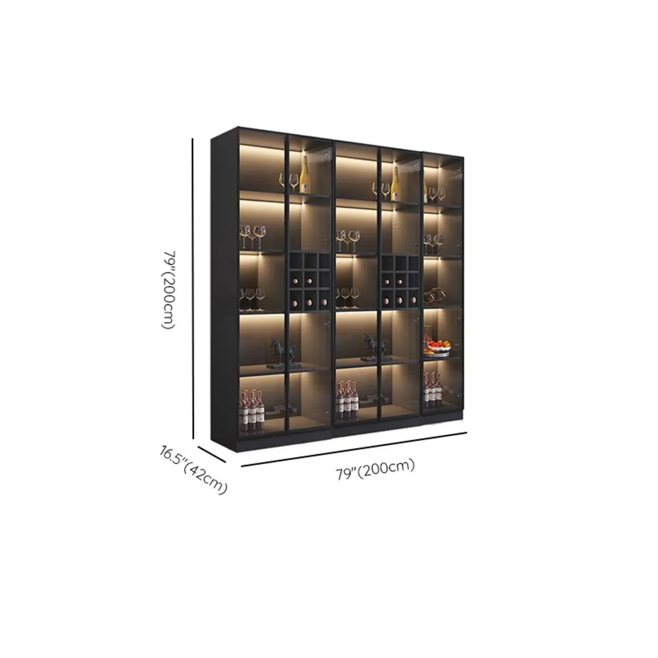Armoire à vin minimaliste en bois noir avec porte vitrée