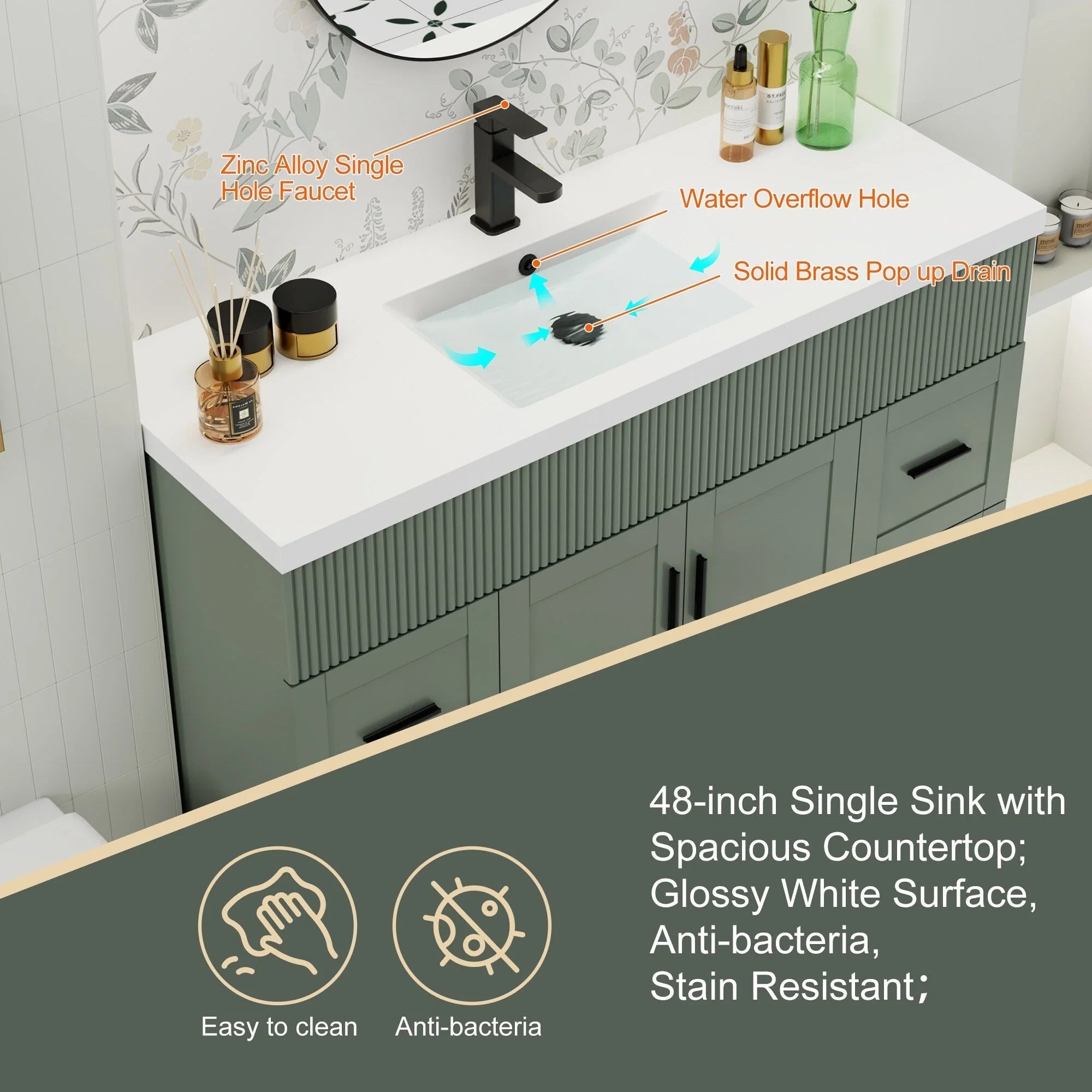 Ensemble meuble-lavabo Wavy Line 30/36/48 avec lavabo et robinet