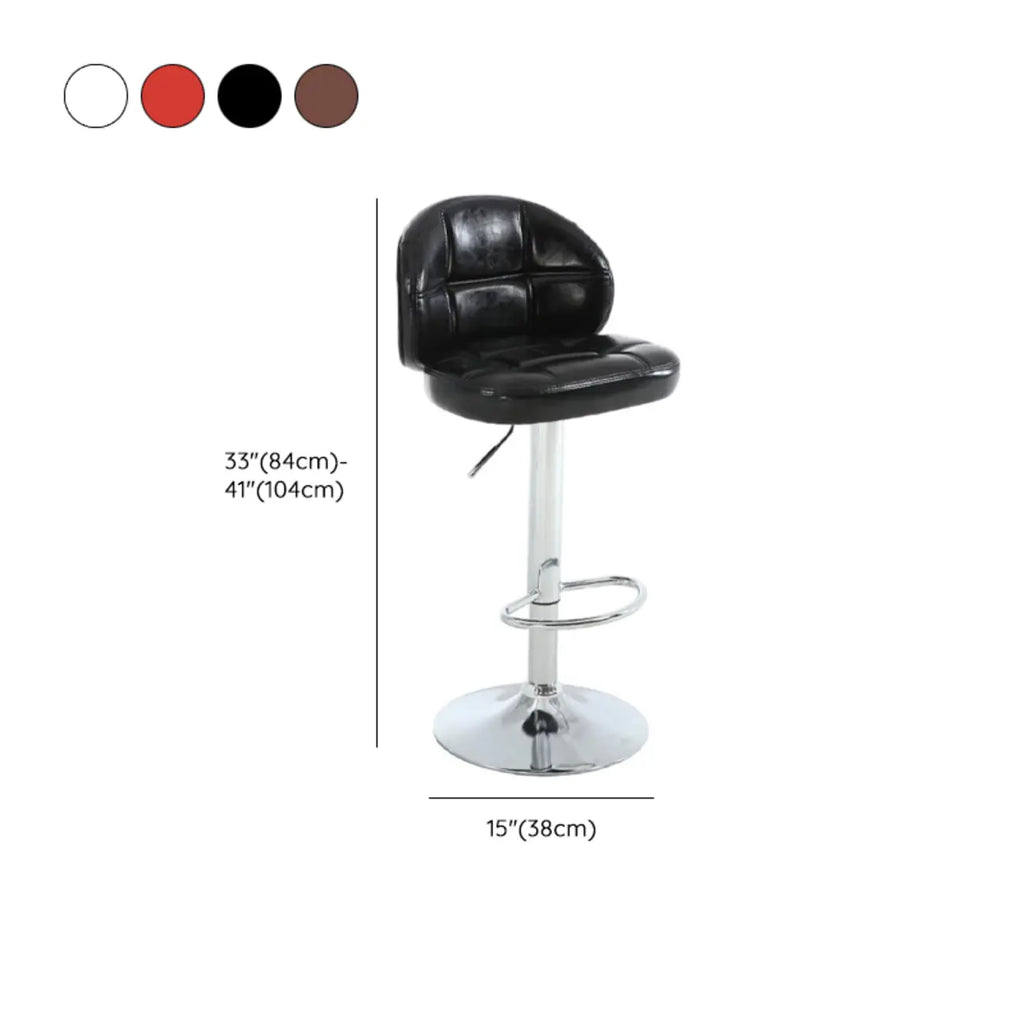 Tabouret de bar pivotant et réglable en cuir contemporain