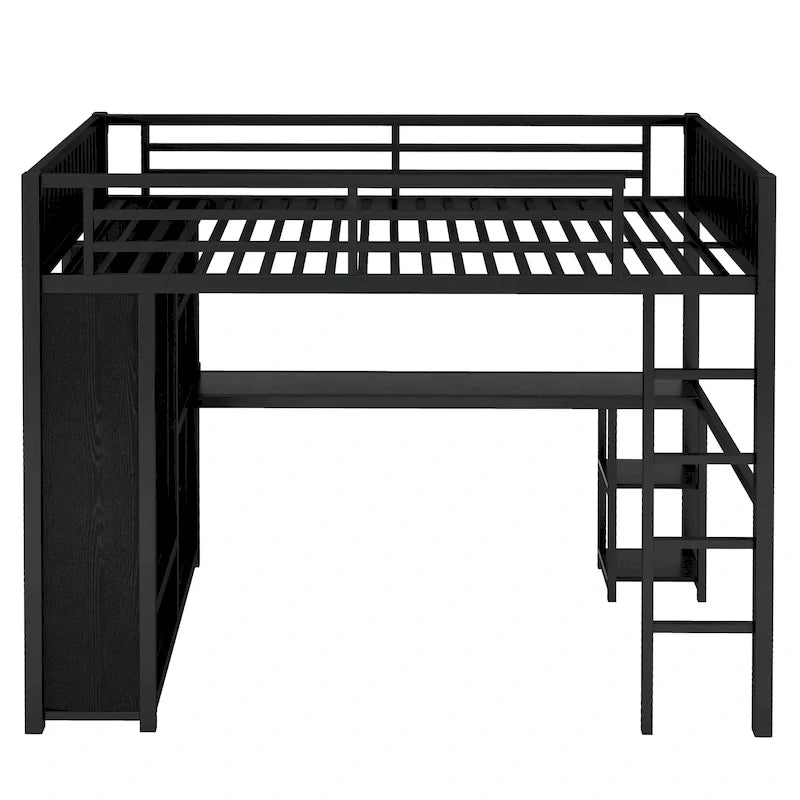Lit mezzanine taille XL avec armoire intégrée