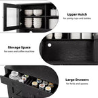 Kitchen Pantry Cabinet with Microwave Stand, Hutch Cabinet with Buffet Cupboard and Adjustable Shelves, for Kitchen, Dining Room