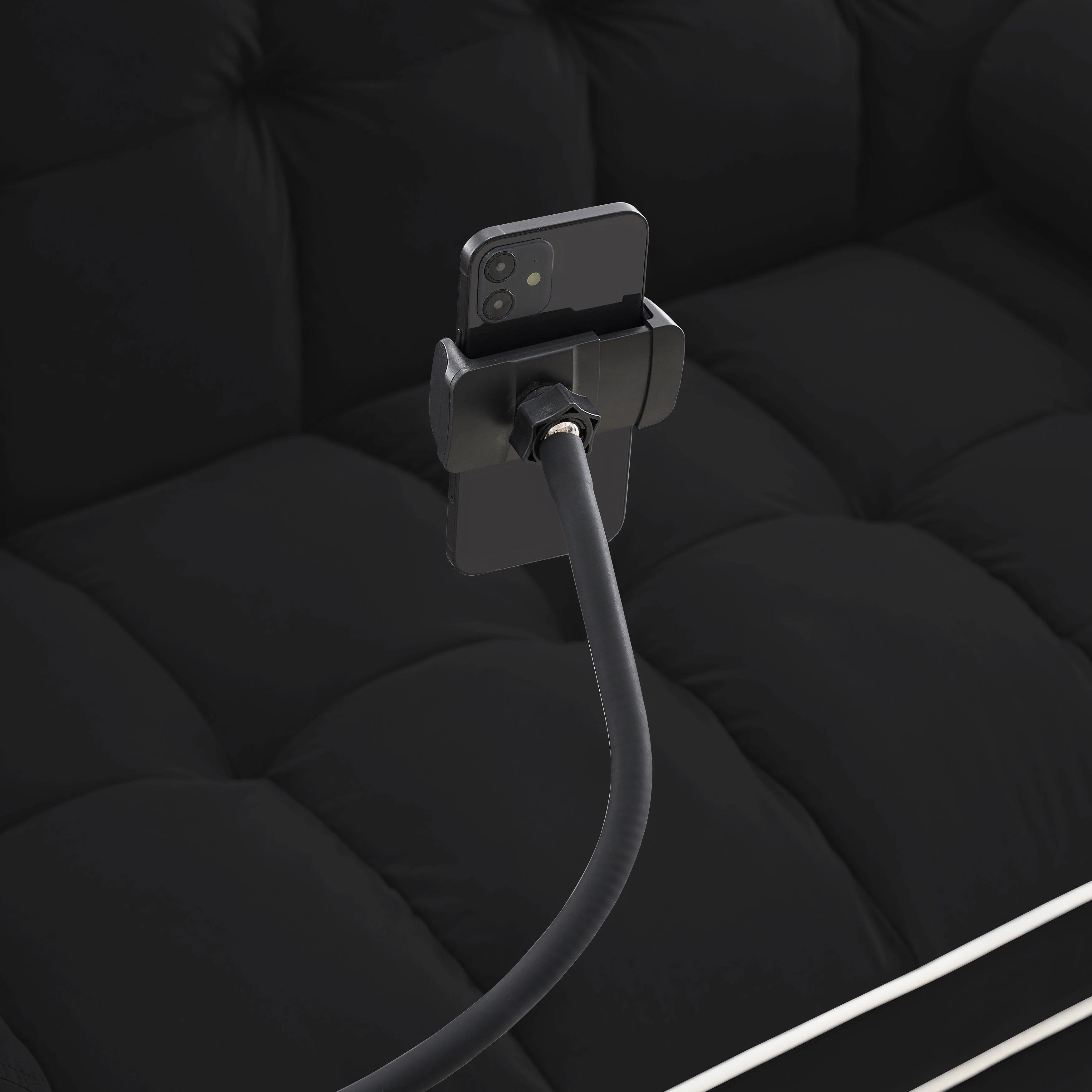 Canapé convertible 2 places en velours 55 avec lit gigogne, dossier inclinable, poches latérales et support de téléphone