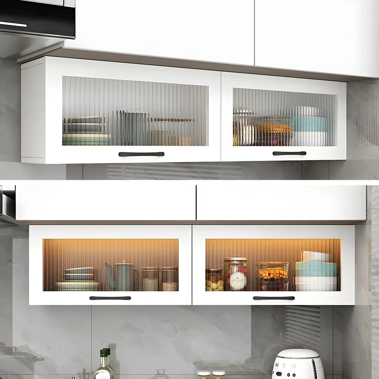vaisselier mural en bois blanc pour cuisine