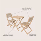 Ensemble bistrot pliant d'extérieur 3 pièces Cadiz Modern Coastal en bois d'acacia, par JONATHAN Y