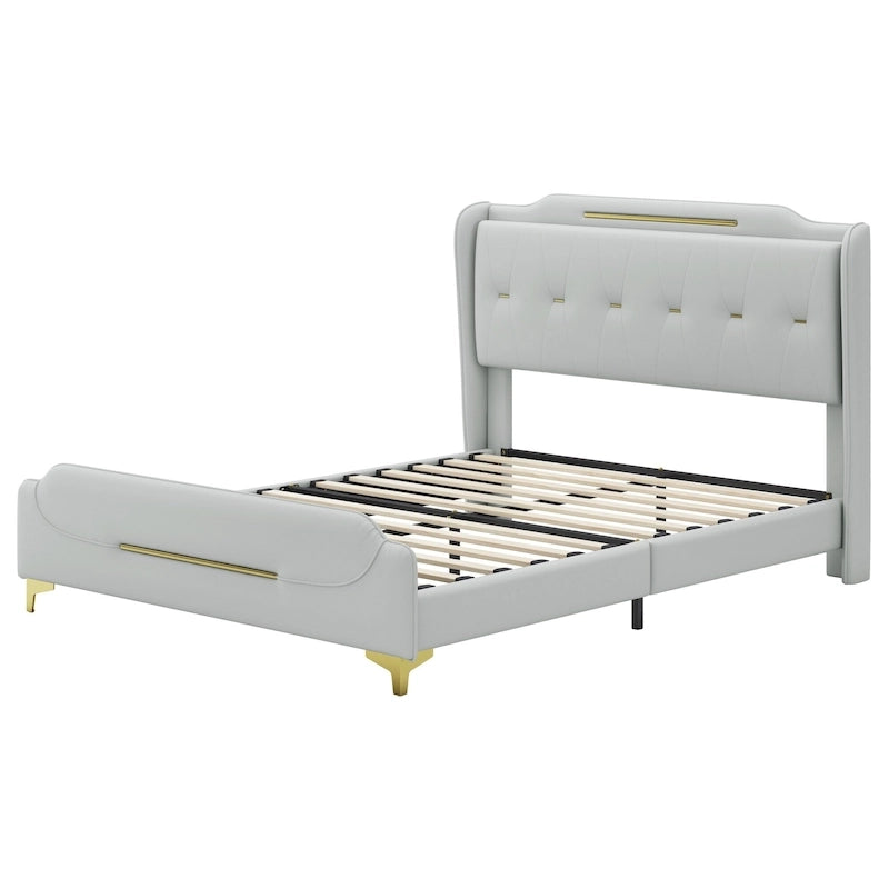 Lit rembourré moderne en cuir PU Uphou par Christopher Knight Home
