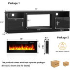 Meuble TV Bossin 70 avec cheminée électrique 36 pouces, compatible avec les téléviseurs jusqu'à 80 pouces, éclairage LED 16 couleurs/centre multimédia