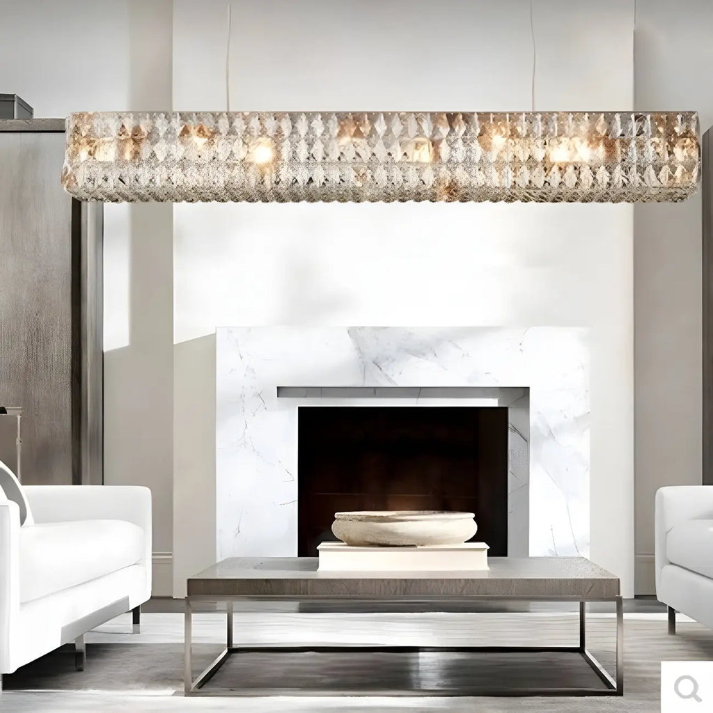 Suspension rectangulaire moderne en cristal clair