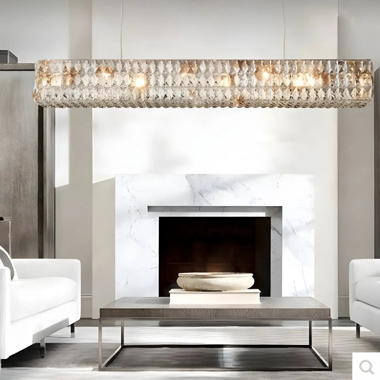 Suspension rectangulaire moderne en cristal clair