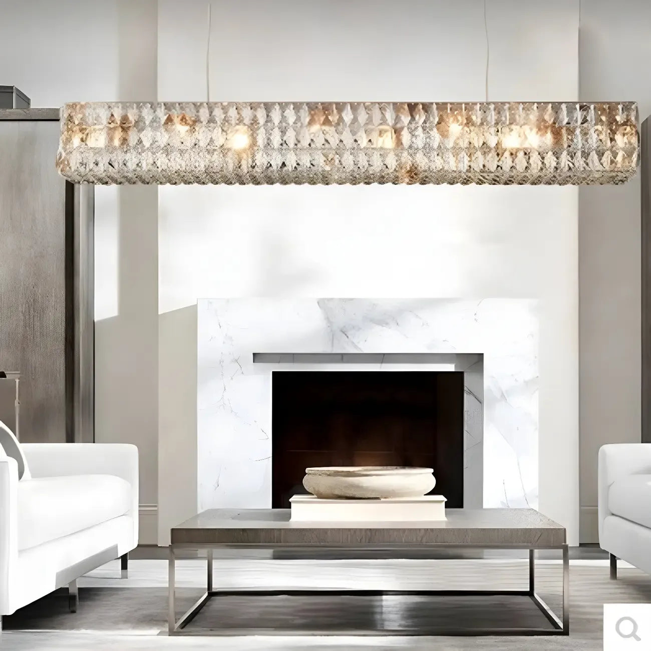 Suspension rectangulaire moderne en cristal clair