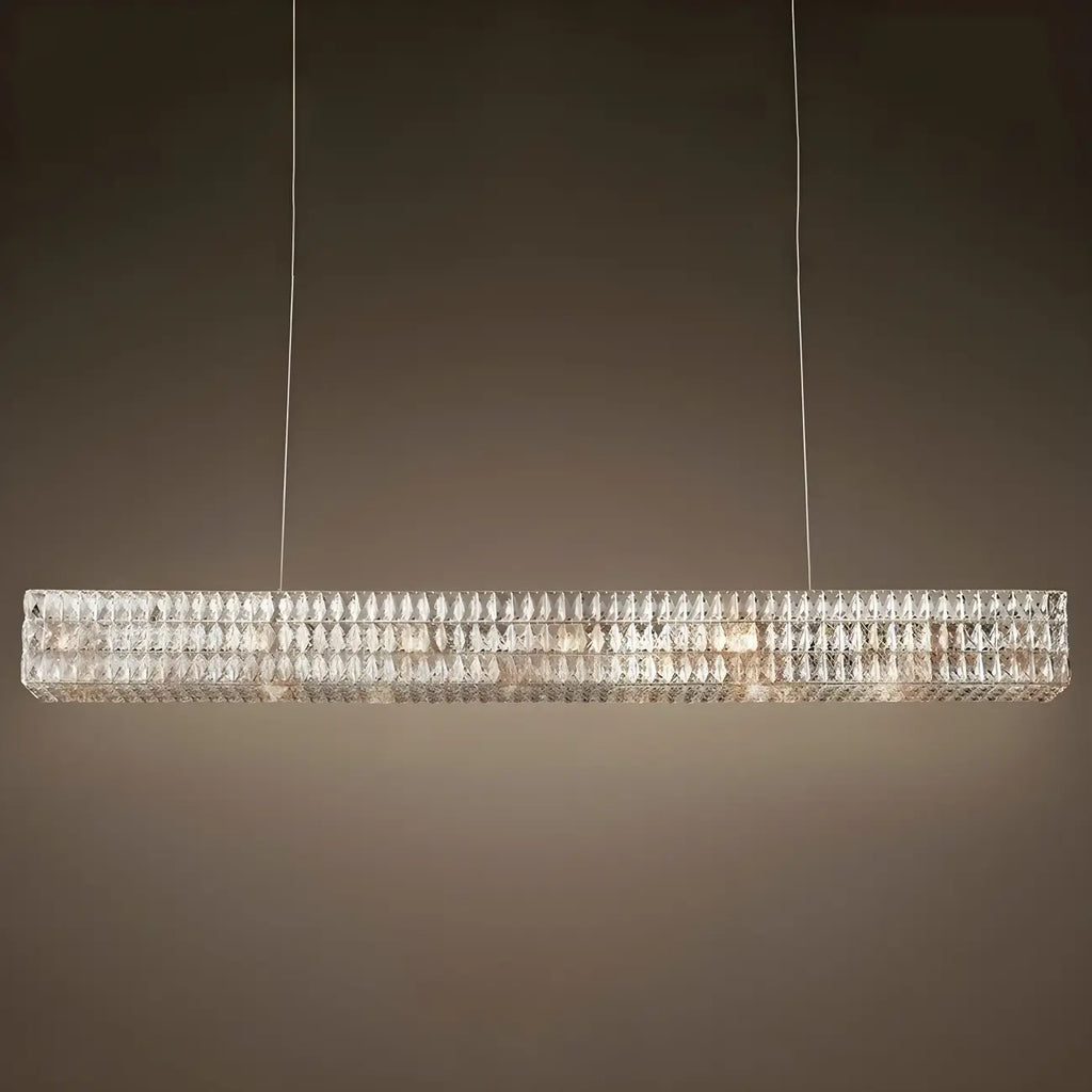 Suspension rectangulaire moderne en cristal clair