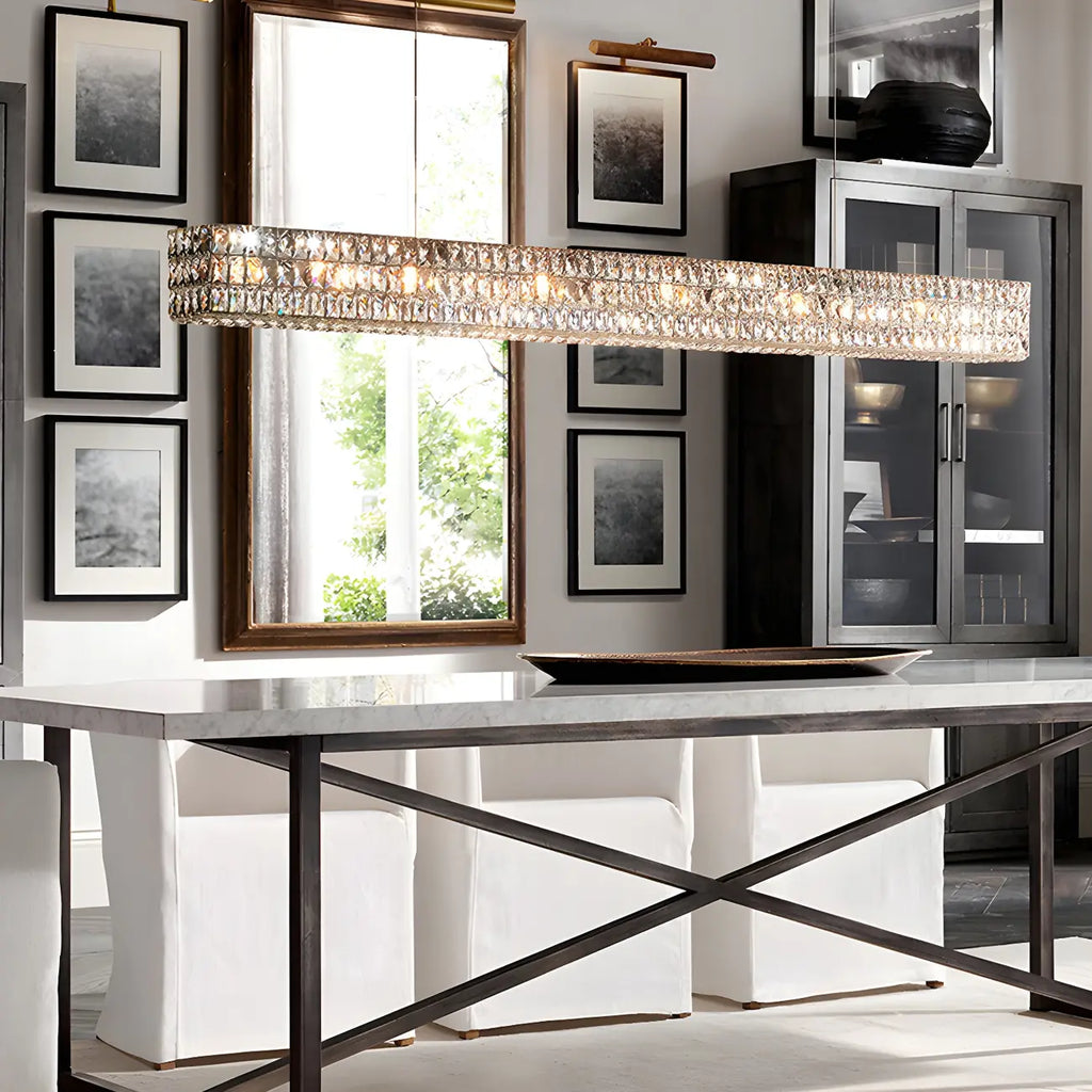 Suspension rectangulaire moderne en cristal clair