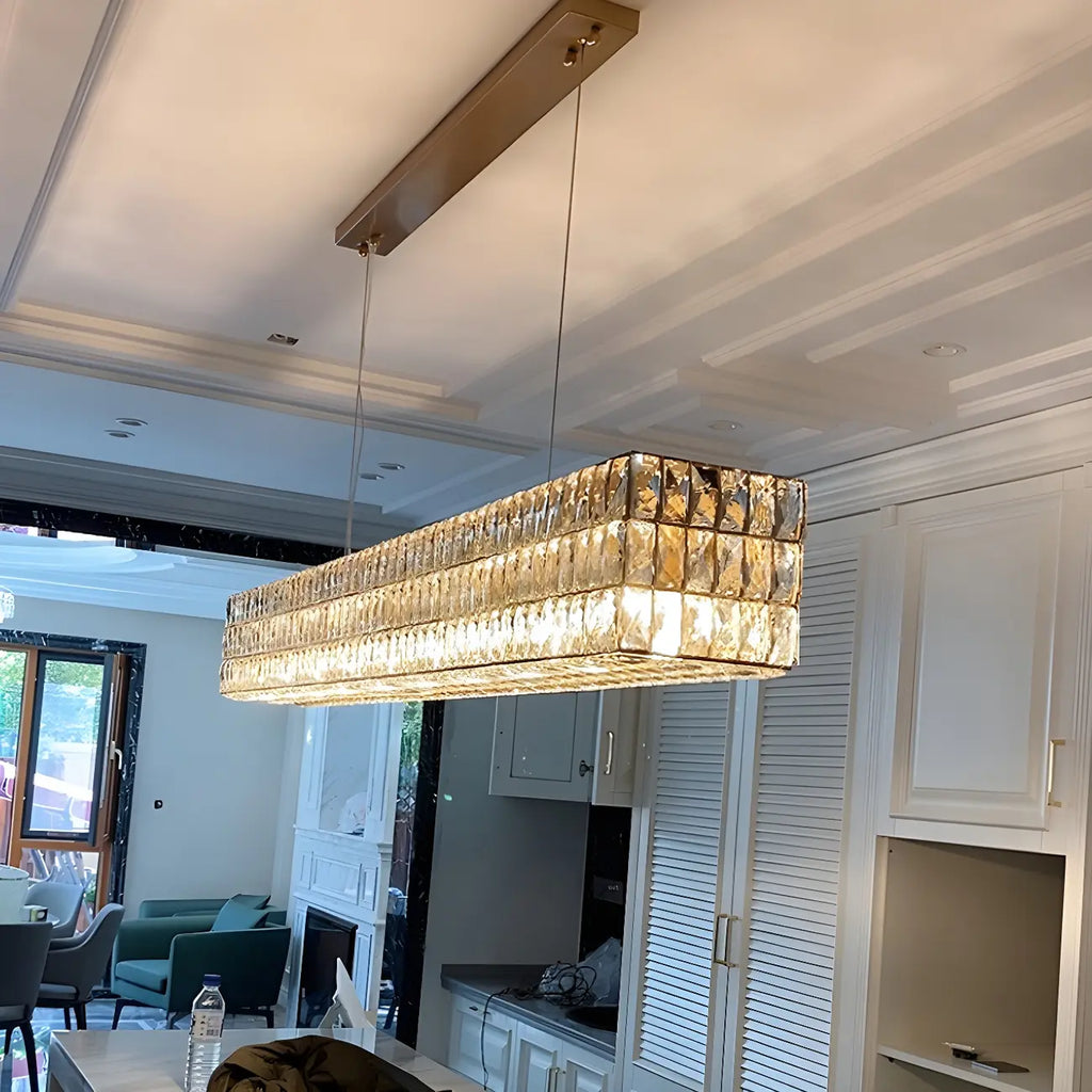Suspension rectangulaire moderne en cristal clair