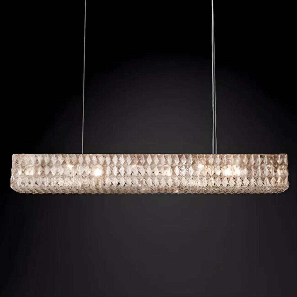 Suspension rectangulaire moderne en cristal clair