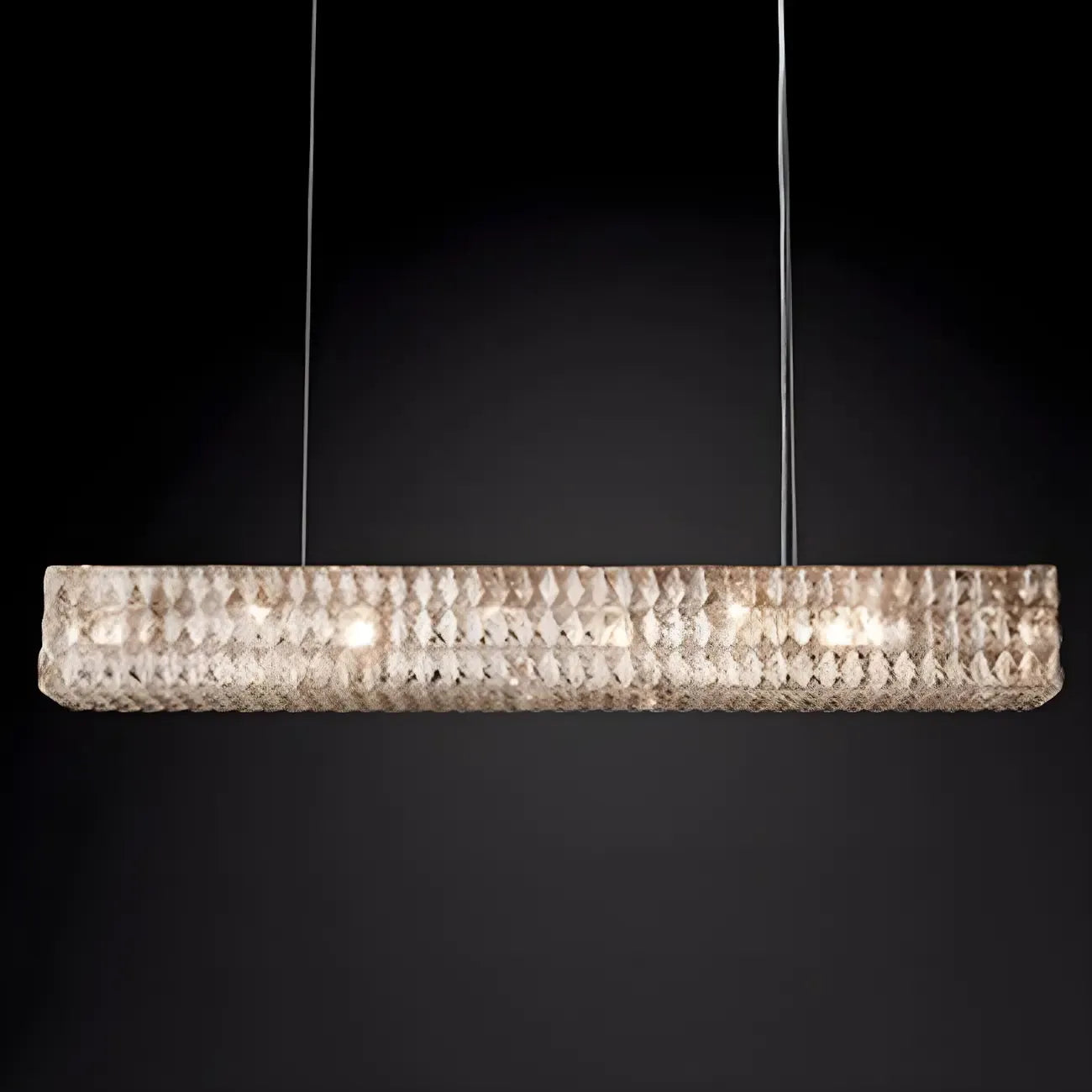 Suspension rectangulaire moderne en cristal clair