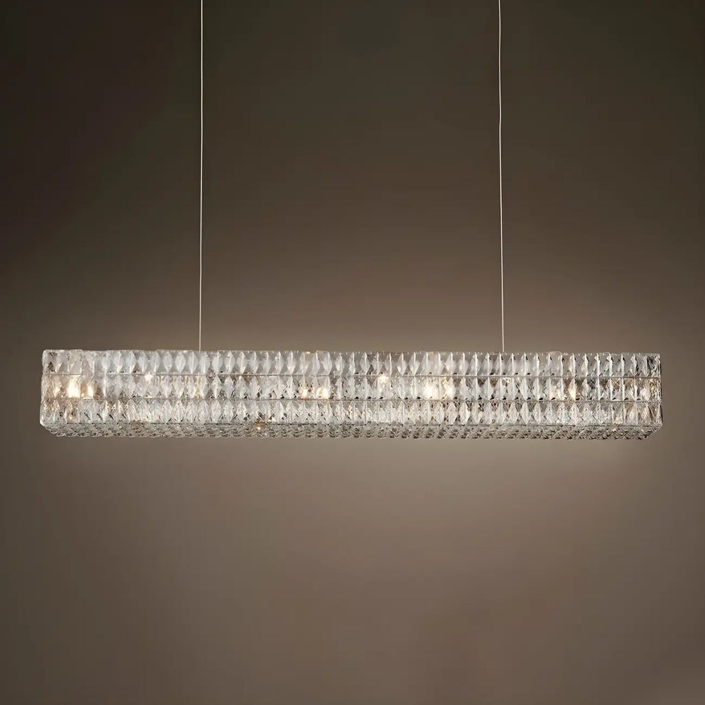 Suspension rectangulaire moderne en cristal clair