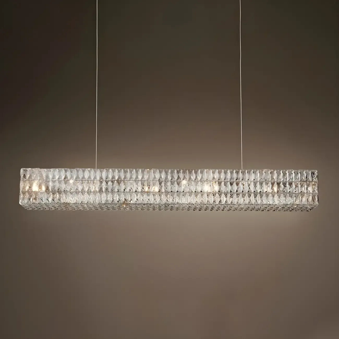 Suspension rectangulaire moderne en cristal clair