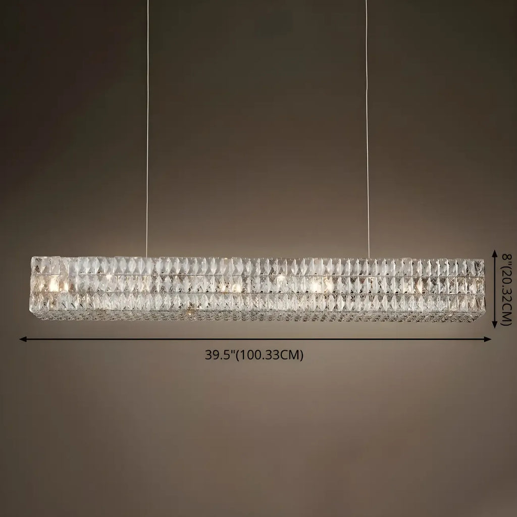 Suspension rectangulaire moderne en cristal clair