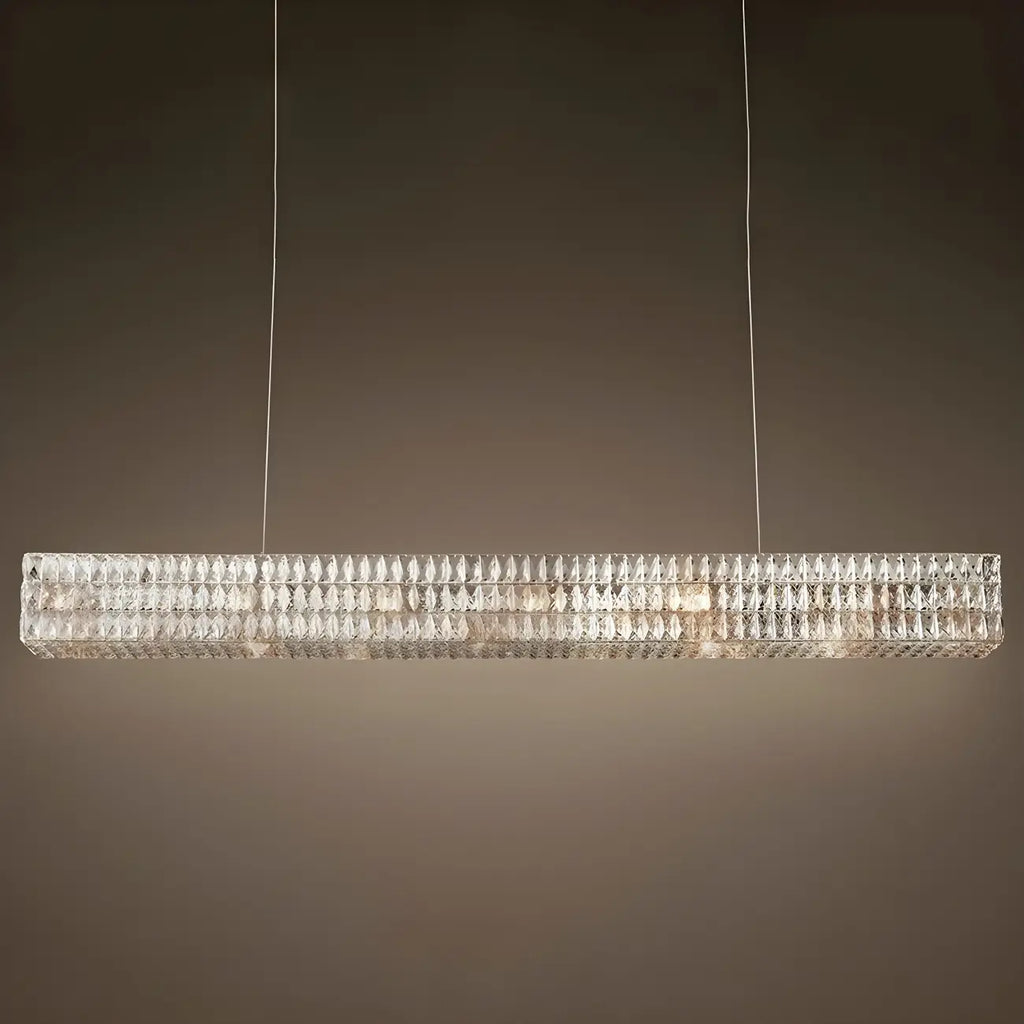 Suspension rectangulaire moderne en cristal clair
