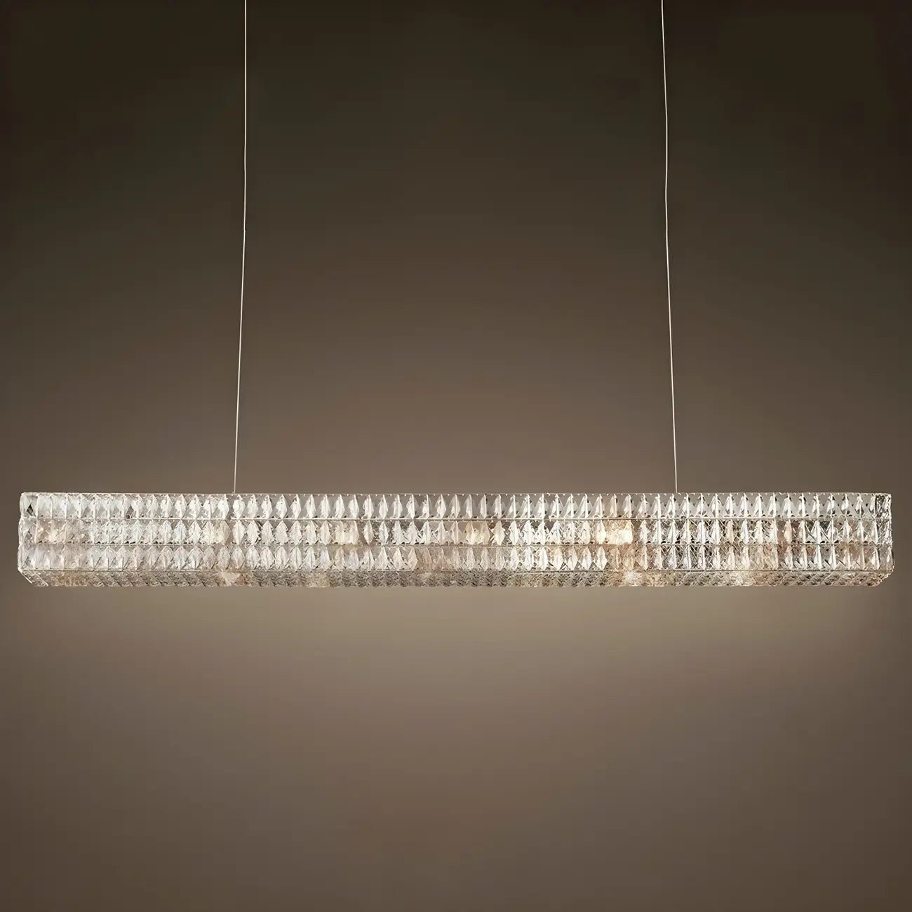 Suspension rectangulaire moderne en cristal clair