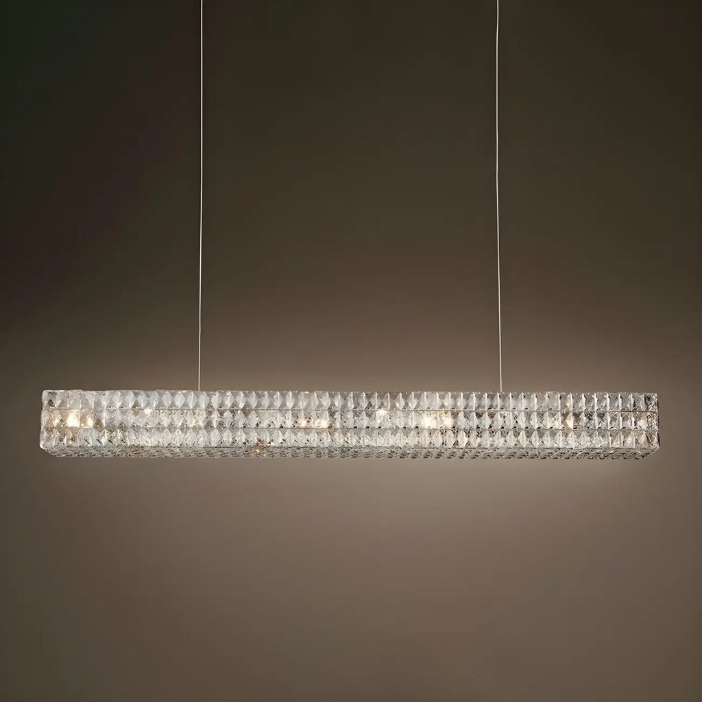 Suspension rectangulaire moderne en cristal clair