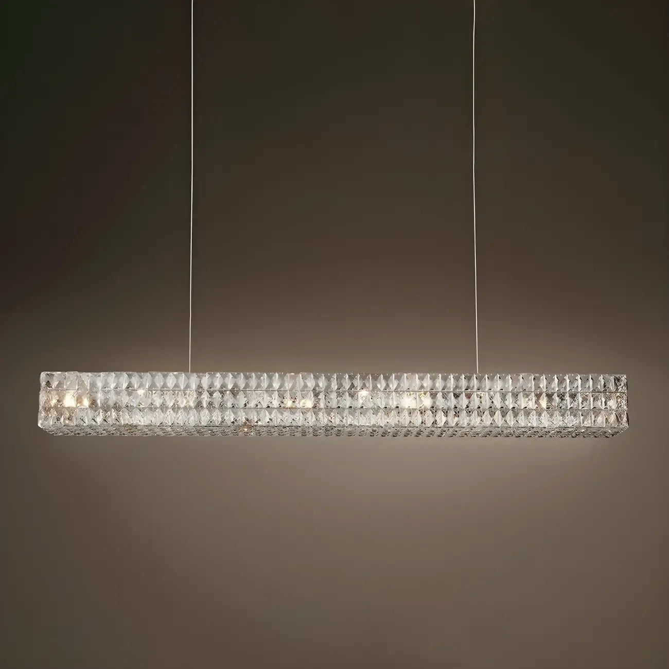 Suspension rectangulaire moderne en cristal clair