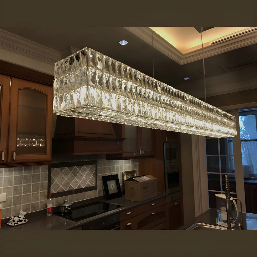 Suspension rectangulaire moderne en cristal clair