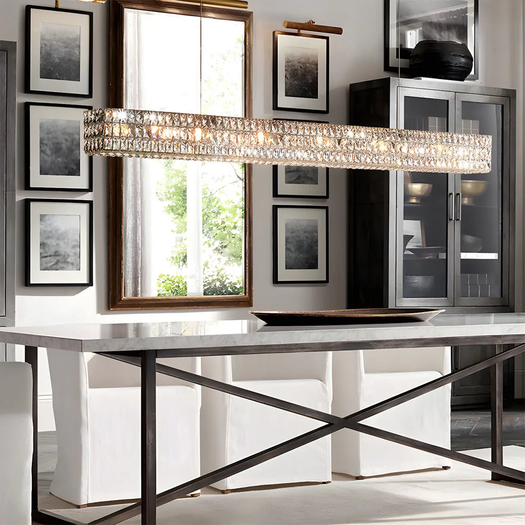 Suspension rectangulaire moderne en cristal clair
