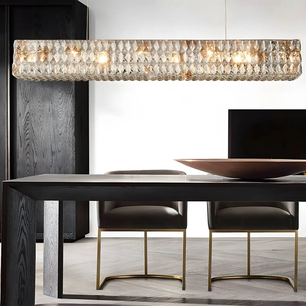 Suspension rectangulaire moderne en cristal clair