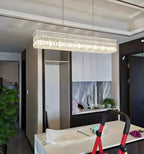 Suspension rectangulaire moderne en cristal clair