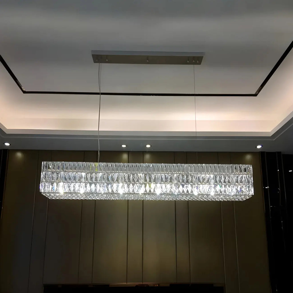 Suspension rectangulaire moderne en cristal clair