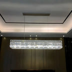 Suspension rectangulaire moderne en cristal clair