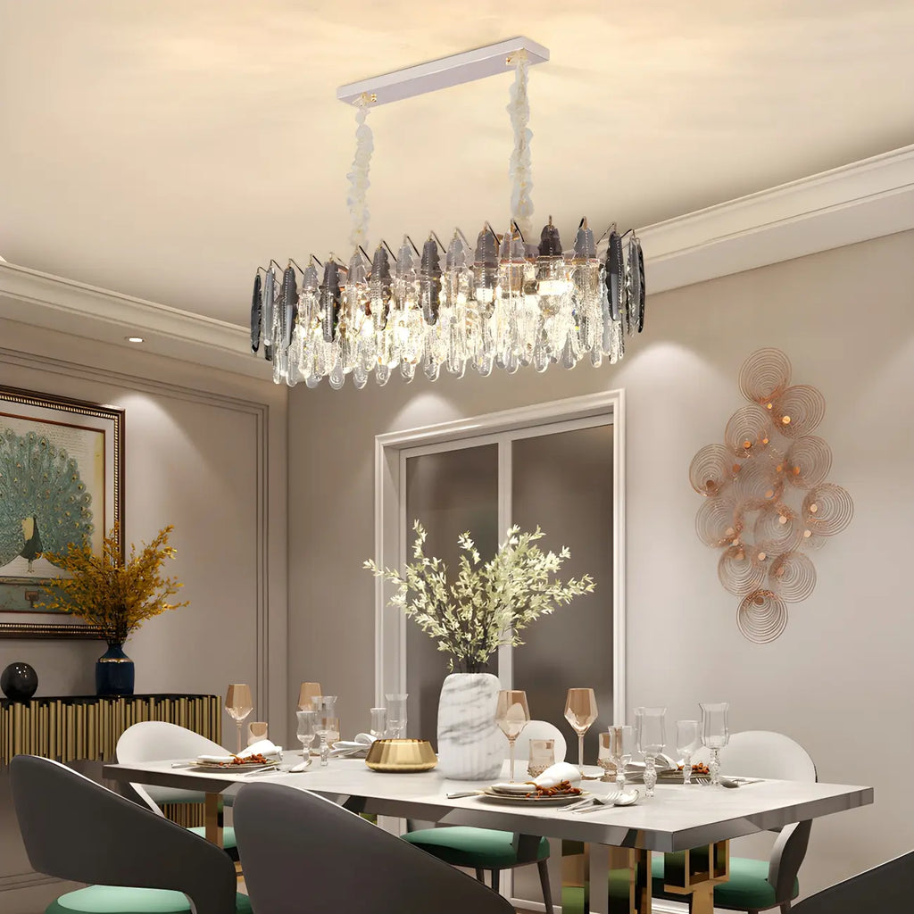 Suspension contemporaine en cristal doré pour île