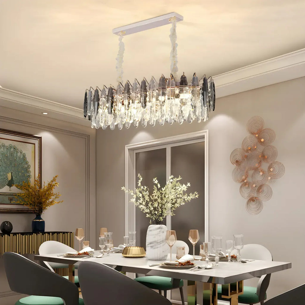 Suspension contemporaine en cristal doré pour île