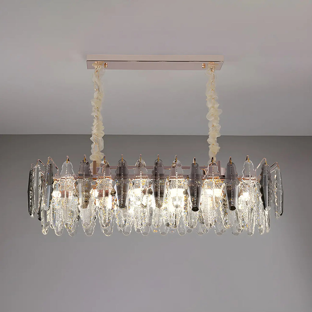 Suspension contemporaine en cristal doré pour île