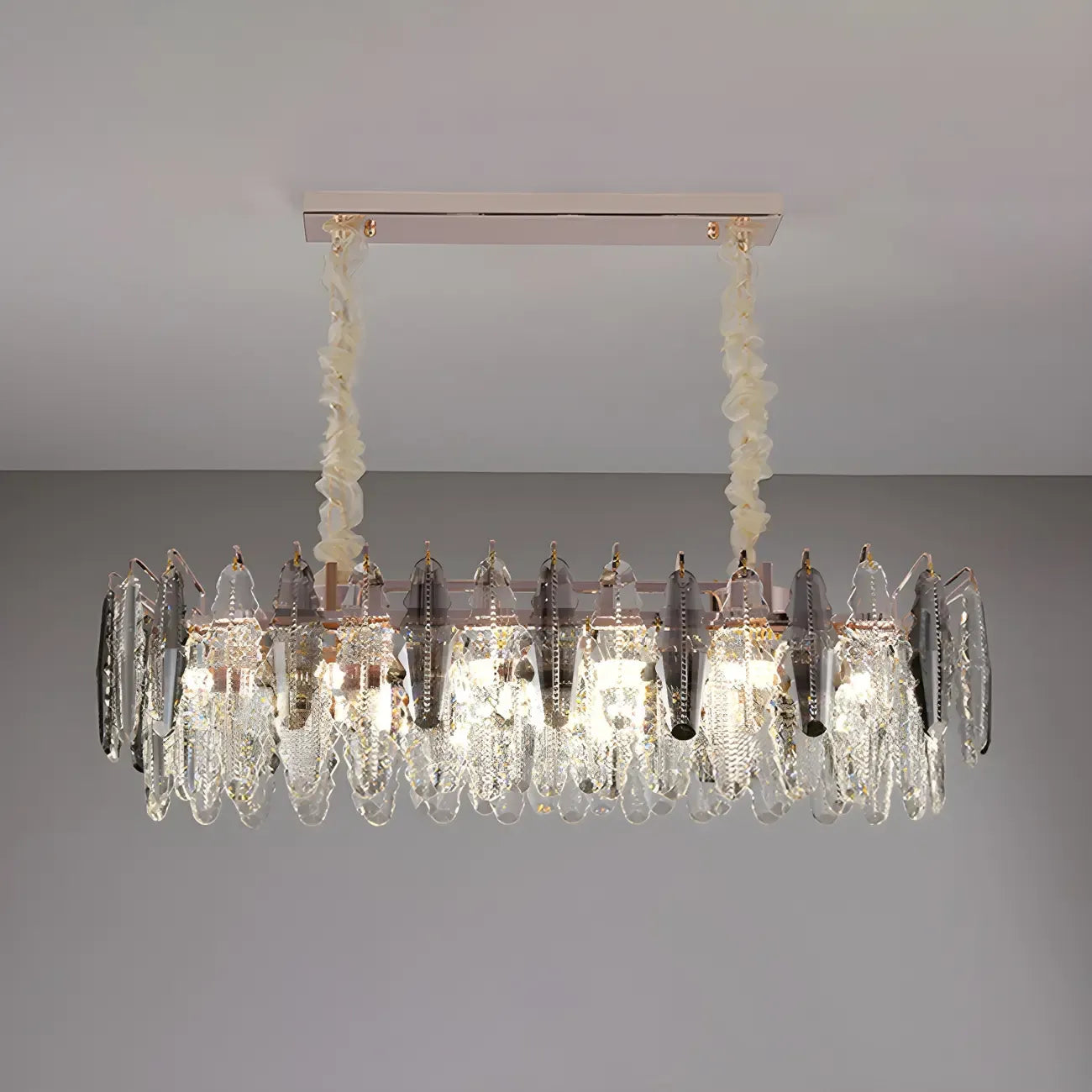 Suspension contemporaine en cristal doré pour île