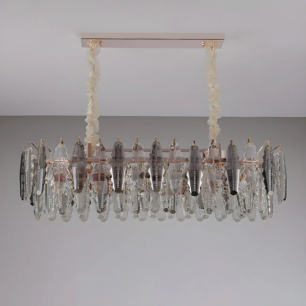 Suspension contemporaine en cristal doré pour île