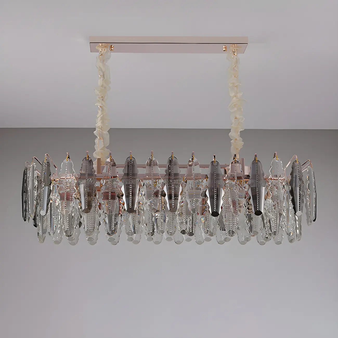 Suspension contemporaine en cristal doré pour île