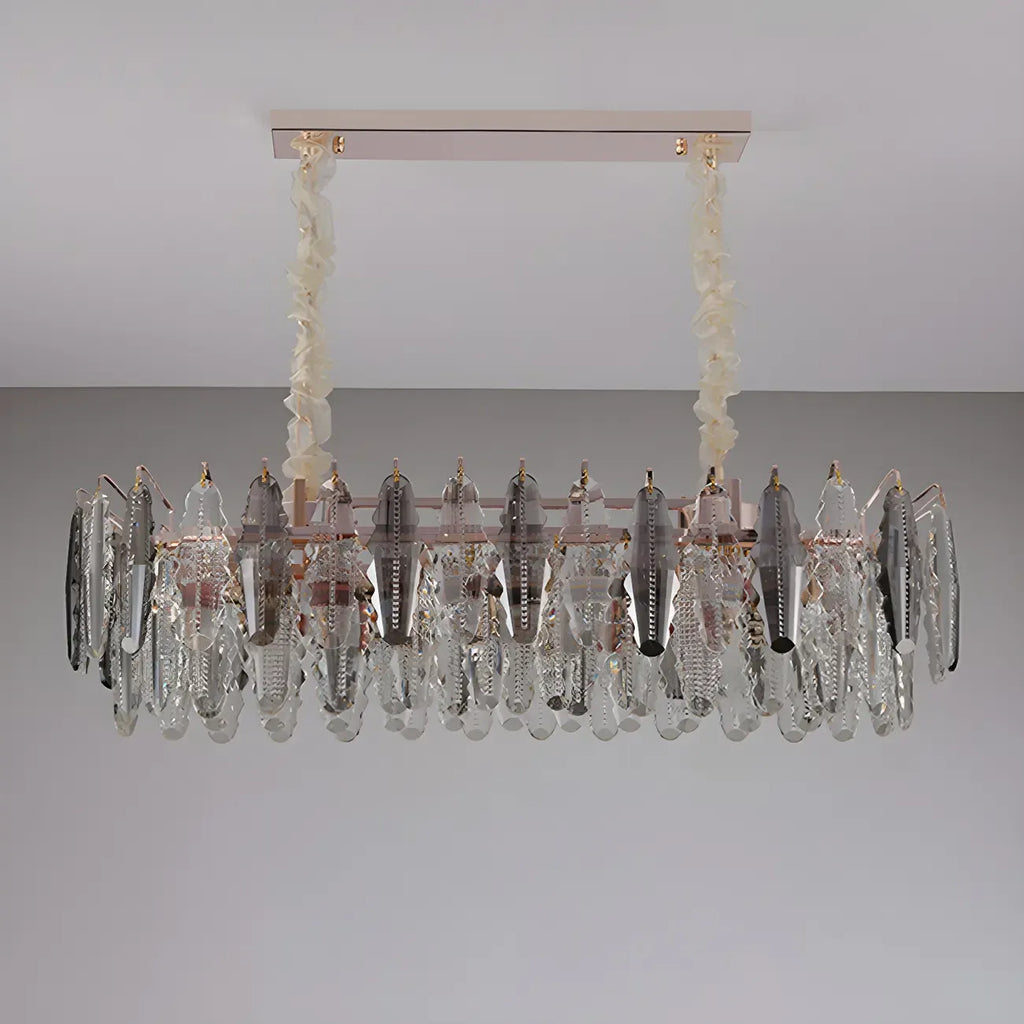 Suspension contemporaine en cristal doré pour île