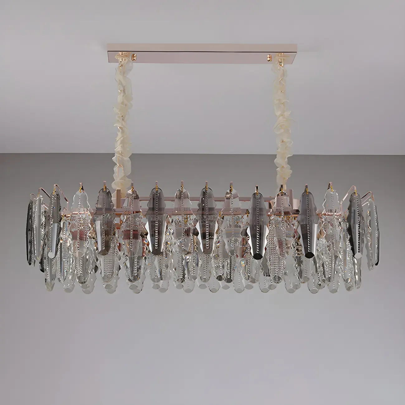 Suspension contemporaine en cristal doré pour île