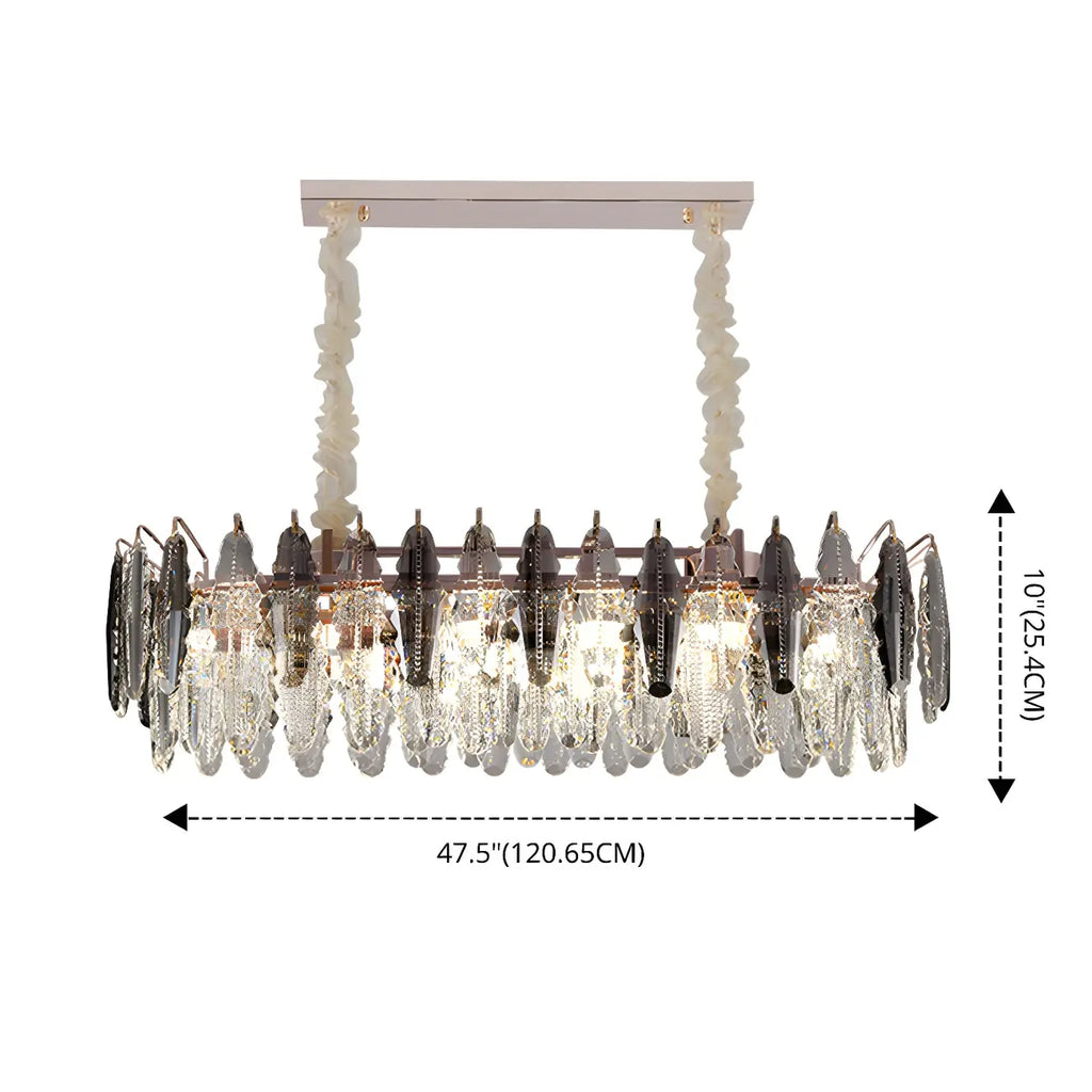 Suspension contemporaine en cristal doré pour île