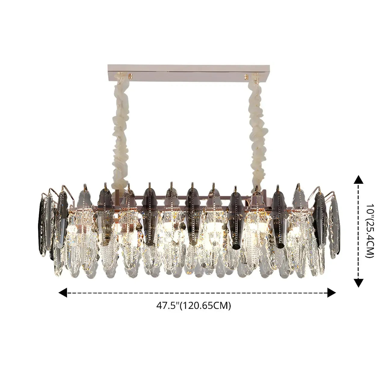 Suspension contemporaine en cristal doré pour île