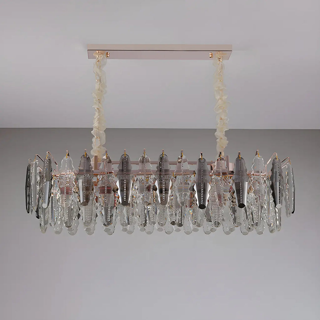 Suspension contemporaine en cristal doré pour île