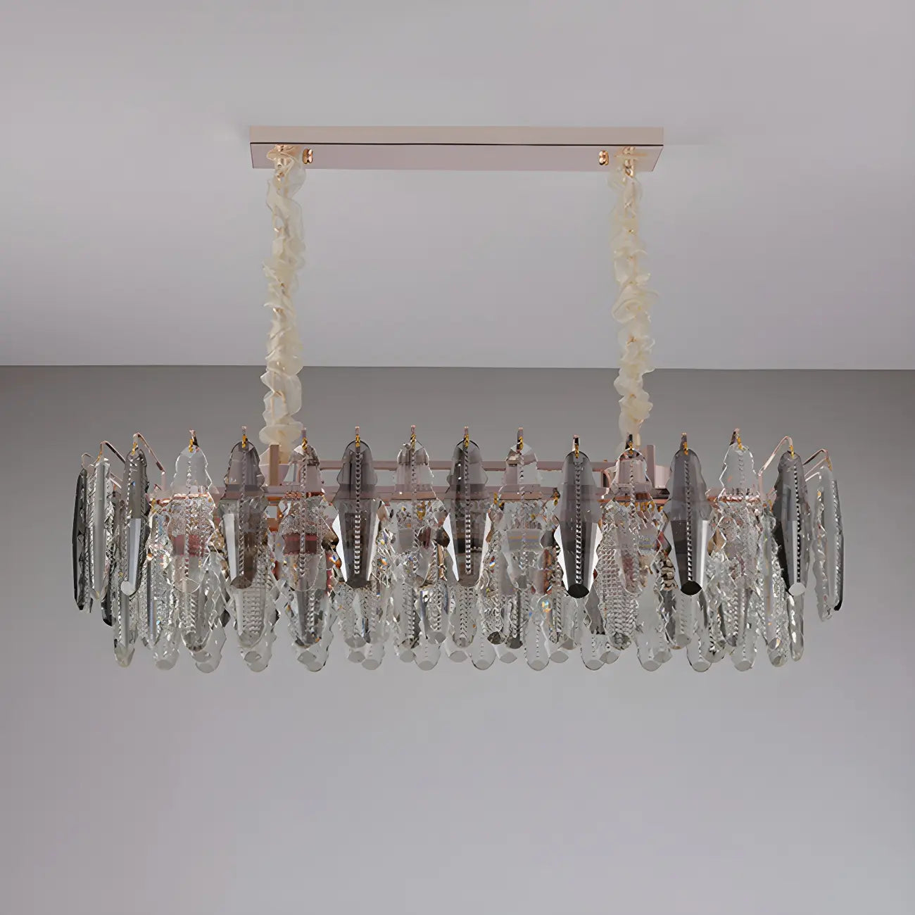 Suspension contemporaine en cristal doré pour île